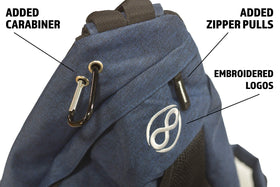 Infinite Discs Slinger Deluxe back zipper pocket secures keys, phone, and small gear