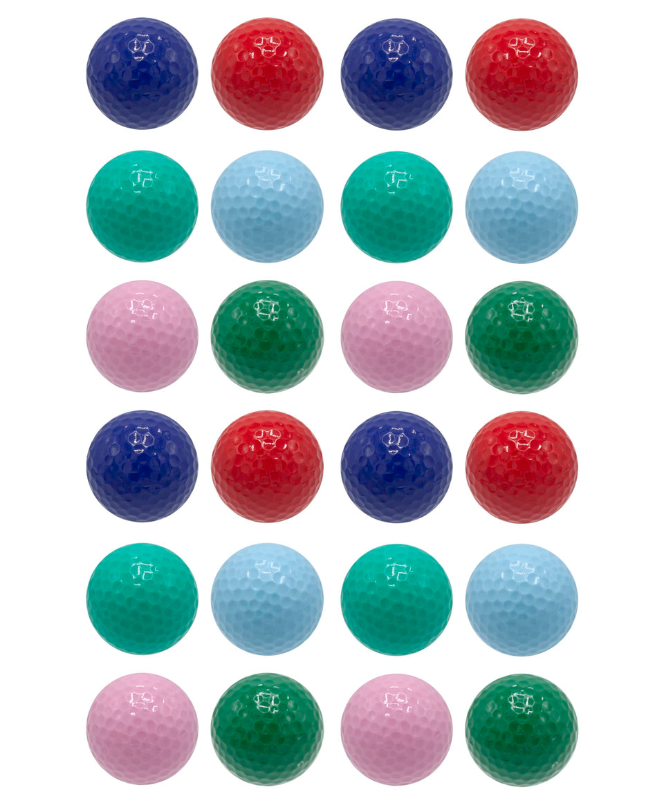 Infusion miniature golf balls in colorful assortment for backyard practice