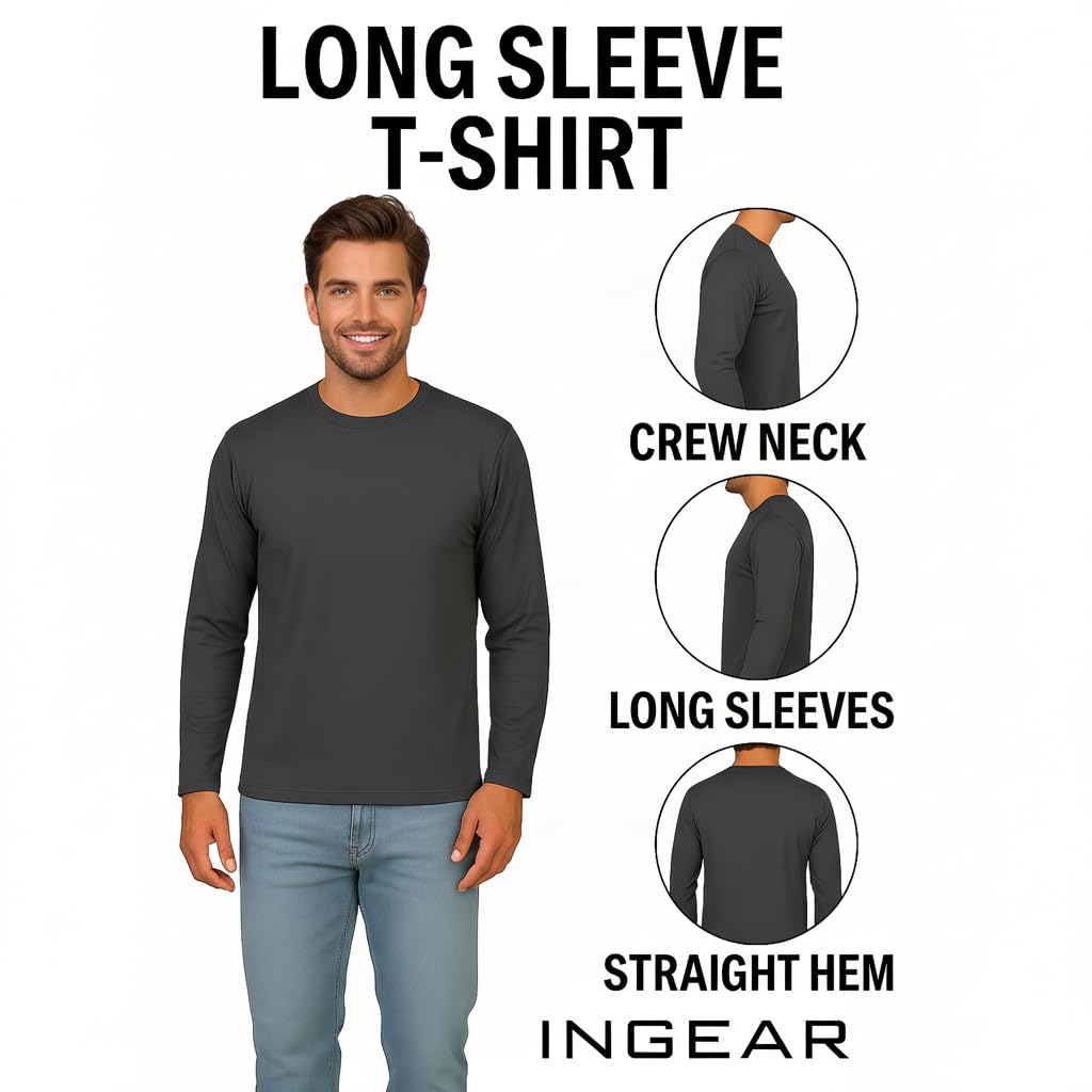INGEAR model wearing charcoal base layer for versatile layering options