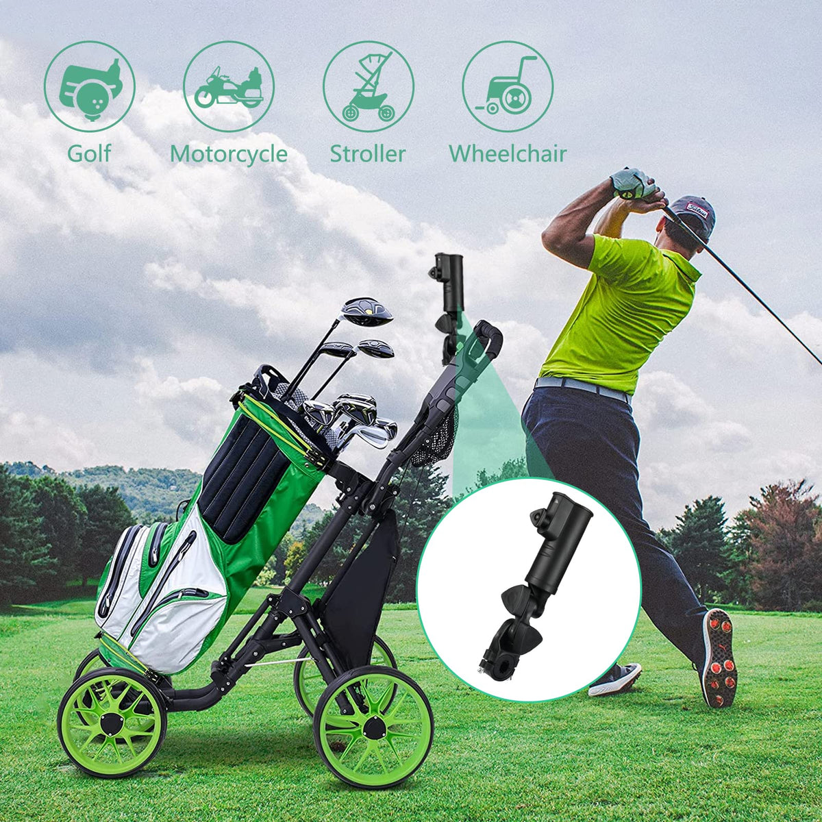 INNOLIFE three-insert system fits round and oval umbrella frames securely