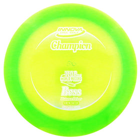 INNOVA Boss distance driver front view in Champion plastic shows fast stability for long drives.