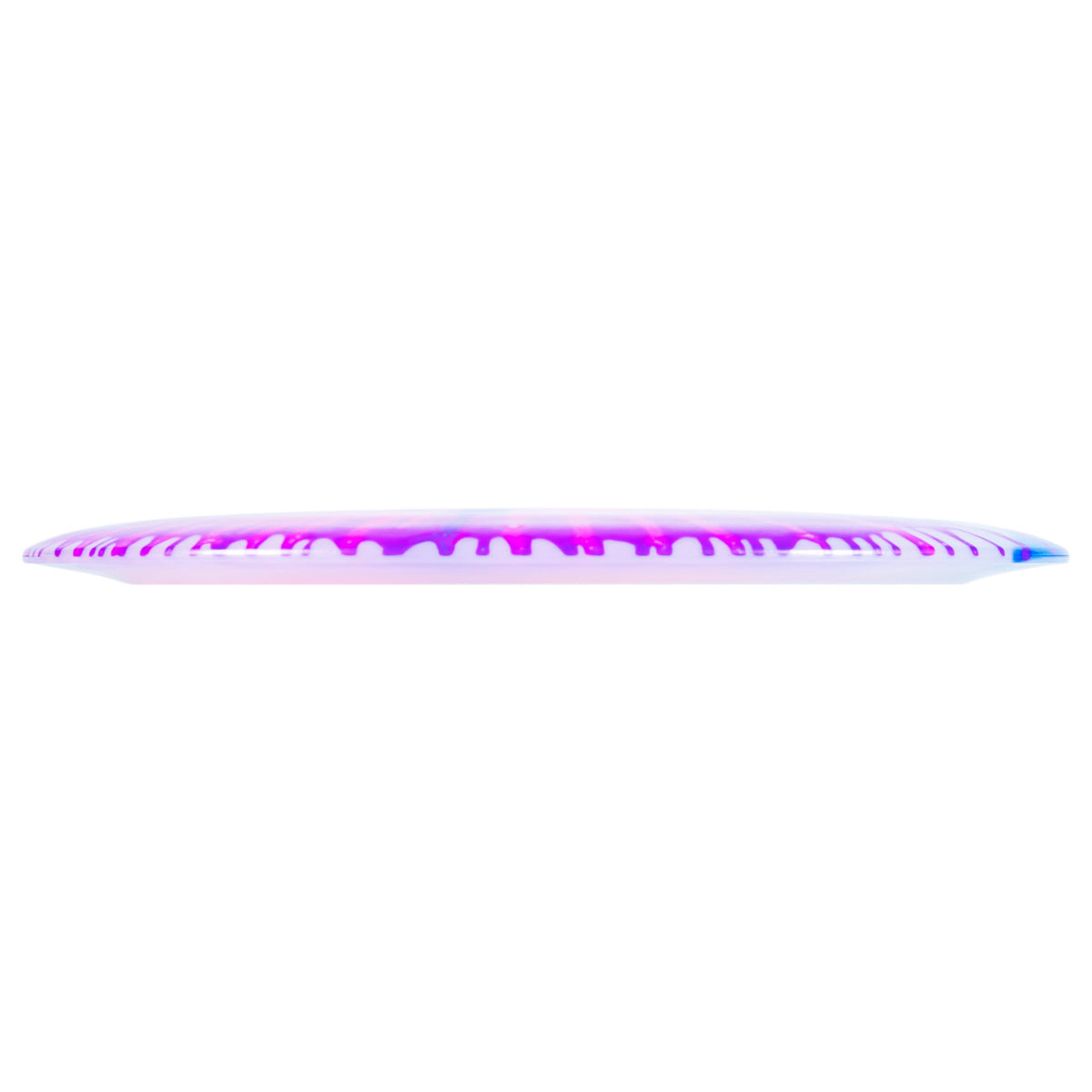 Innova Boss I-Dye Champion disc in action with headwind handling and predictable fade.