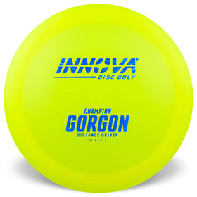 Innova Champion Gorgon distance driver front view, straight-glide potential and durable build.