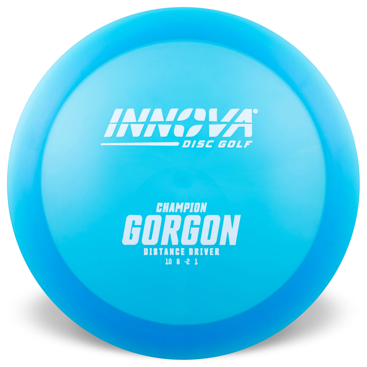 Innova Champion Gorgon distance driver side view, stable flight for tight fairways.