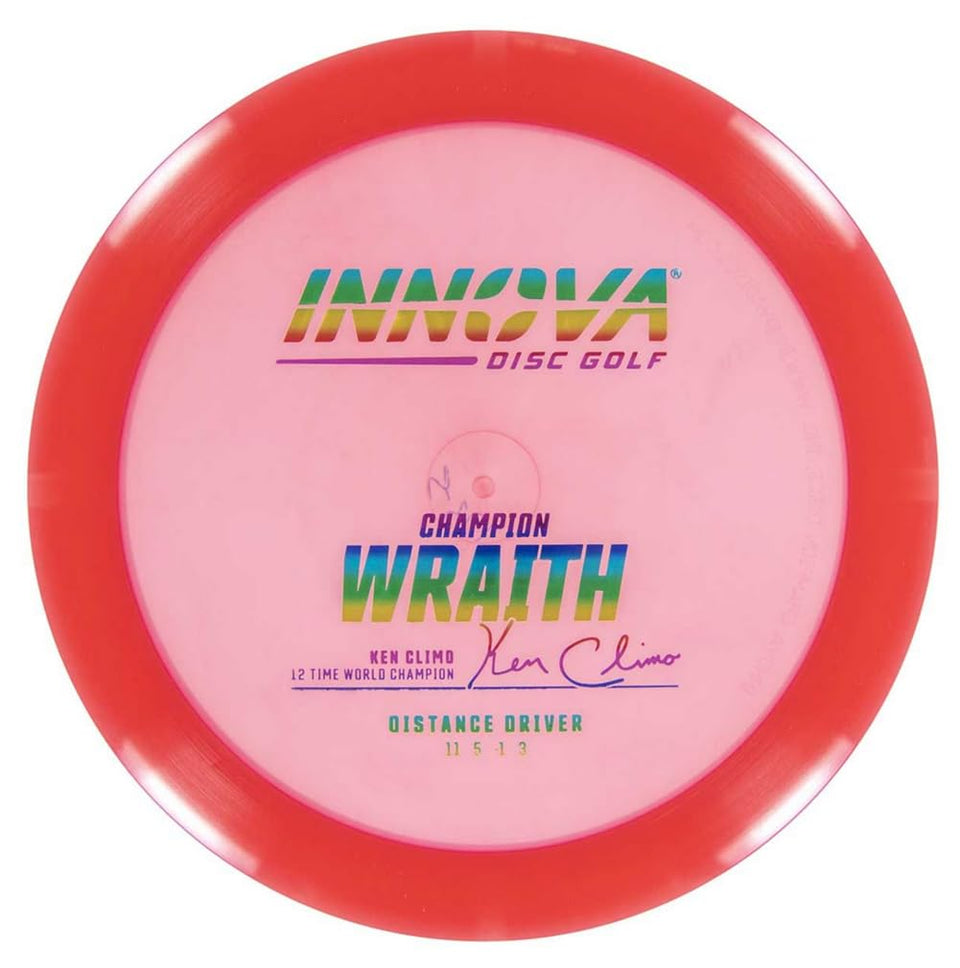 Innova Champion Wraith top-view disc golf driver showing long-range stability.