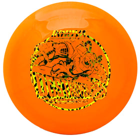 Innova Destroyer Robot Stamp closeup on stamp detail for disc golf enthusiasts and collectors.