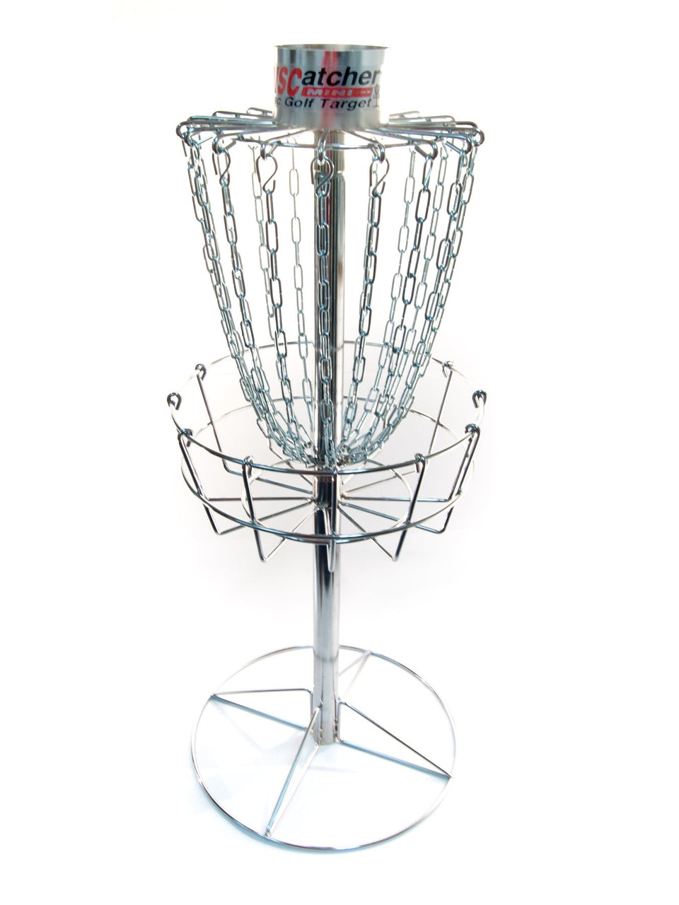 Innova DISCatcher Mini Target in silver for compact, portable disc golf practice.