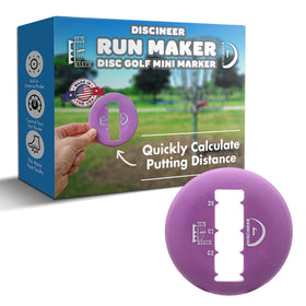 Innova Discineer Run Maker Mini marker showing distance readout to the basket.