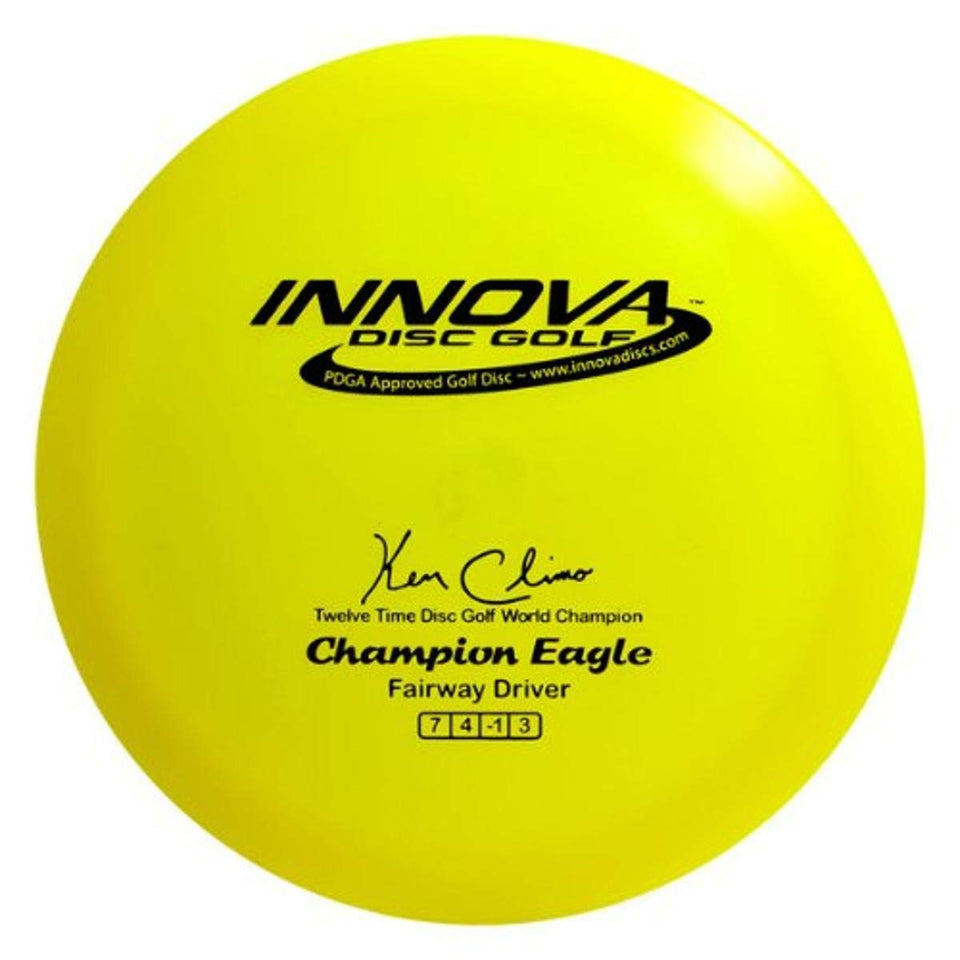 Innova Eagle Champion fairway driver in flight delivering reliable distance and stable mid-range control