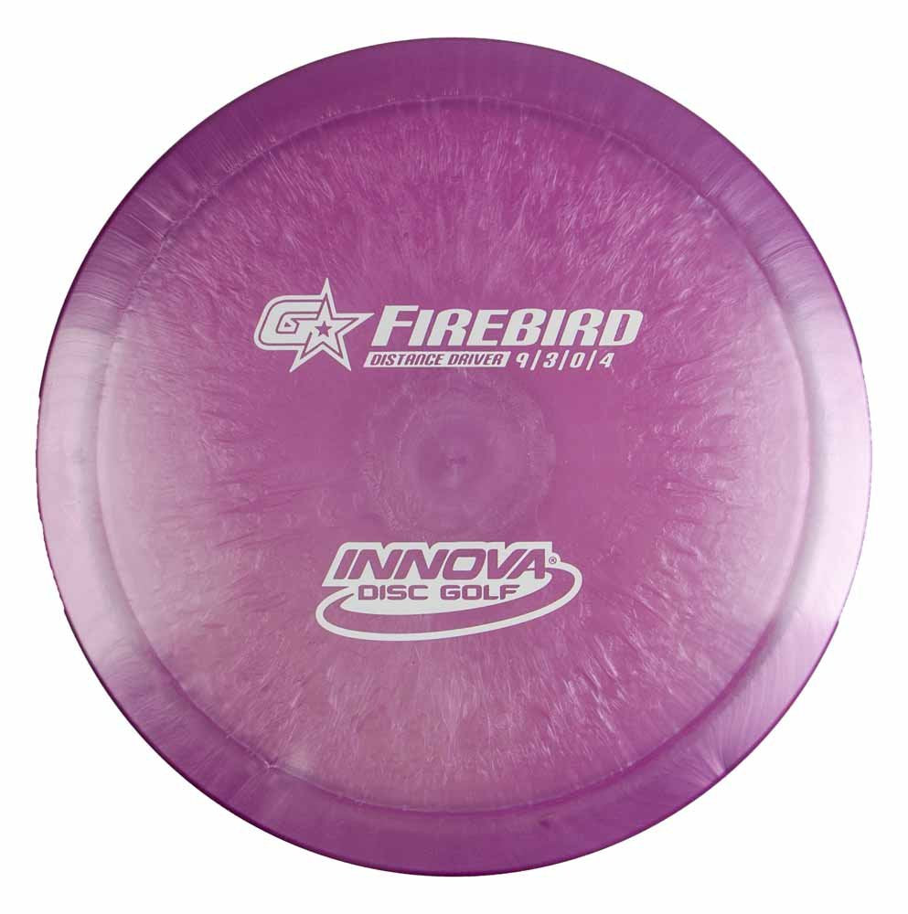 Innova Firebird driver in GStar plastic, ideal for wind-stable distance throws.