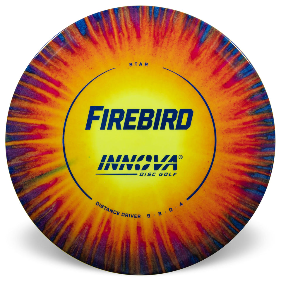 Innova Firebird I-Dye Star in flight showing wind-sturdy stability for long drives
