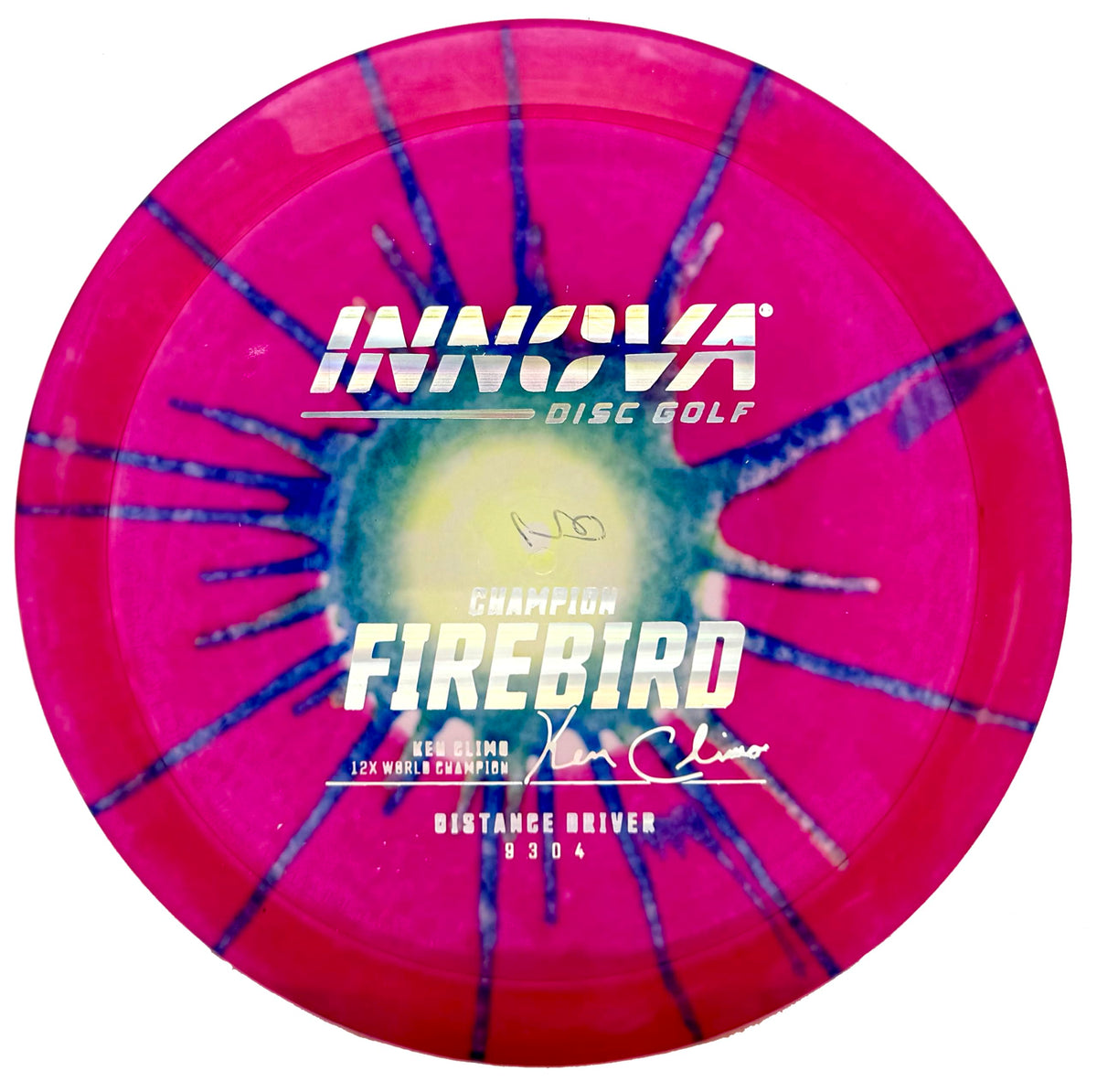 Innova Firebird IDye in flight with vibrant design offering long-range stability