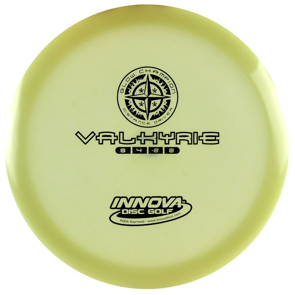 INNOVA Glow Champion Valkyrie distance driver glows in the dark for extended downwind throws