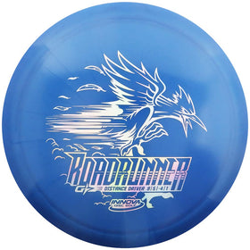 Closeup of INNOVA Roadrunner with label, ideal for long-range rollers and precise control.