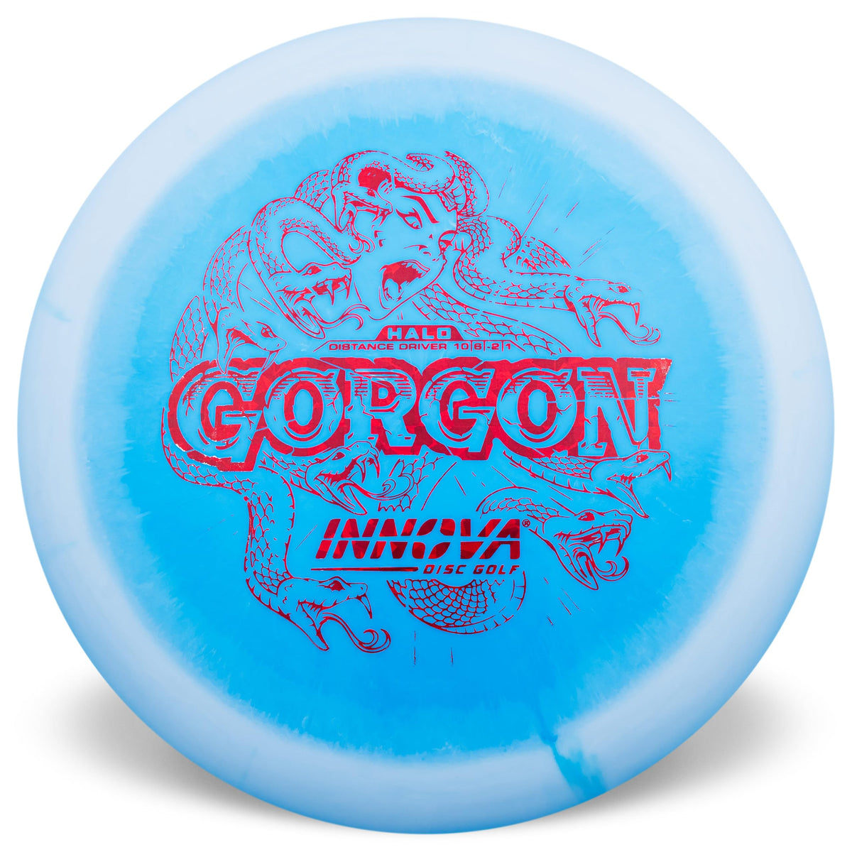 Innova Halo Star Gorgon disc top view for precise throws and confident grip