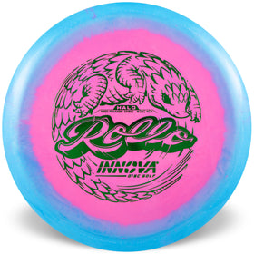 Innova Halo Star Rollo shown in a wooded backhand turnover scenario.