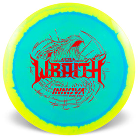Innova Halo Star Wraith in flight showing long-range potential for backhand throws.