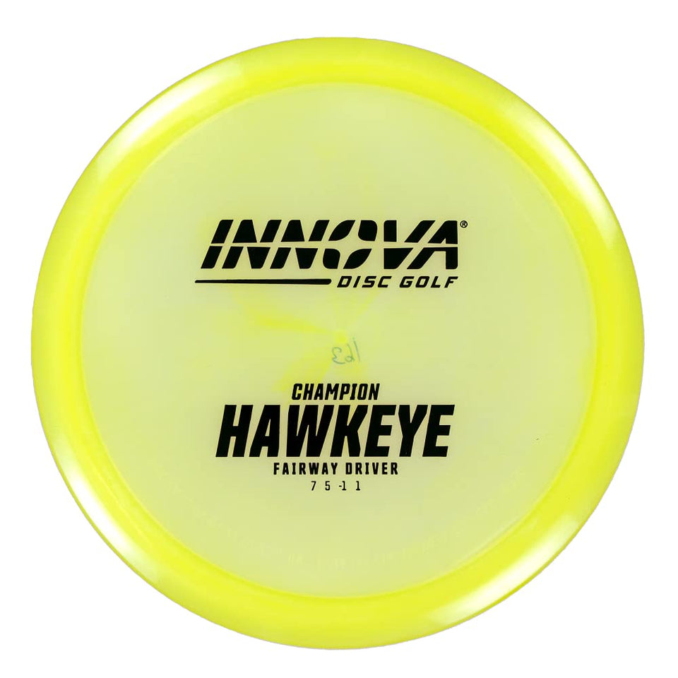 Innova Hawkeye fairway disc in flight, delivering straight lines and reliable accuracy on open fairways.