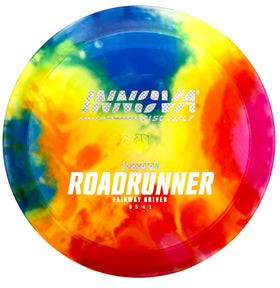 Innova Roadrunner I-Dye pattern on Champion plastic for durable visibility during play.