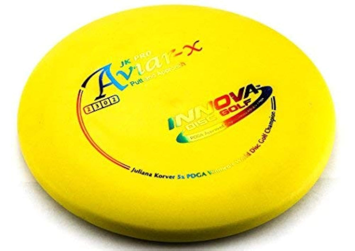 INNOVA JK Pro Aviar-X putter in hand highlights grip and control for accurate inside puts.