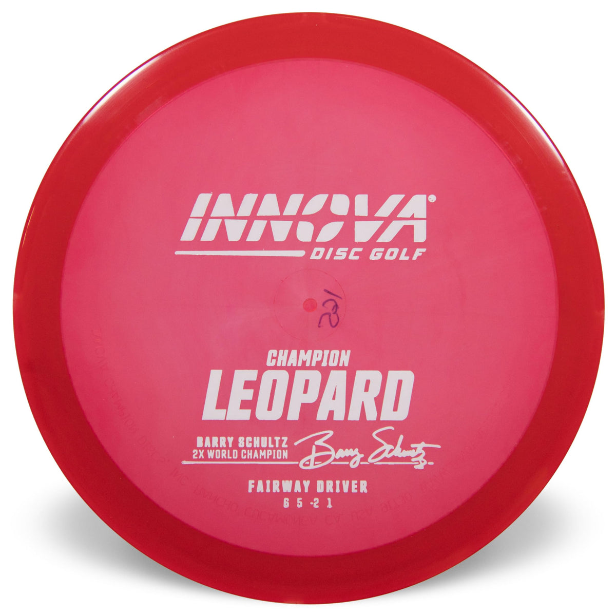 Innova Leopard Champion Fairway Driver, front view, showcasing dependable glide for straight, long throws.