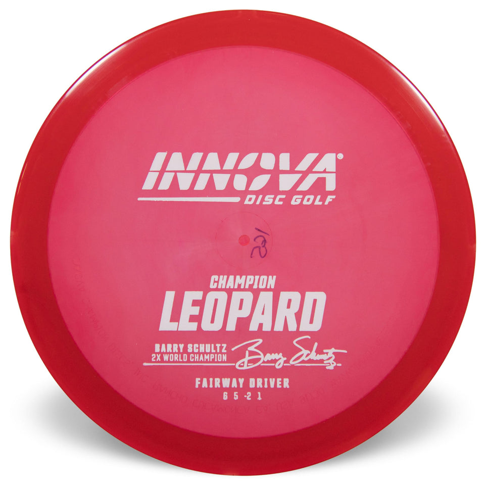 Innova Leopard Champion Fairway Driver, front view, showcasing dependable glide for straight, long throws.