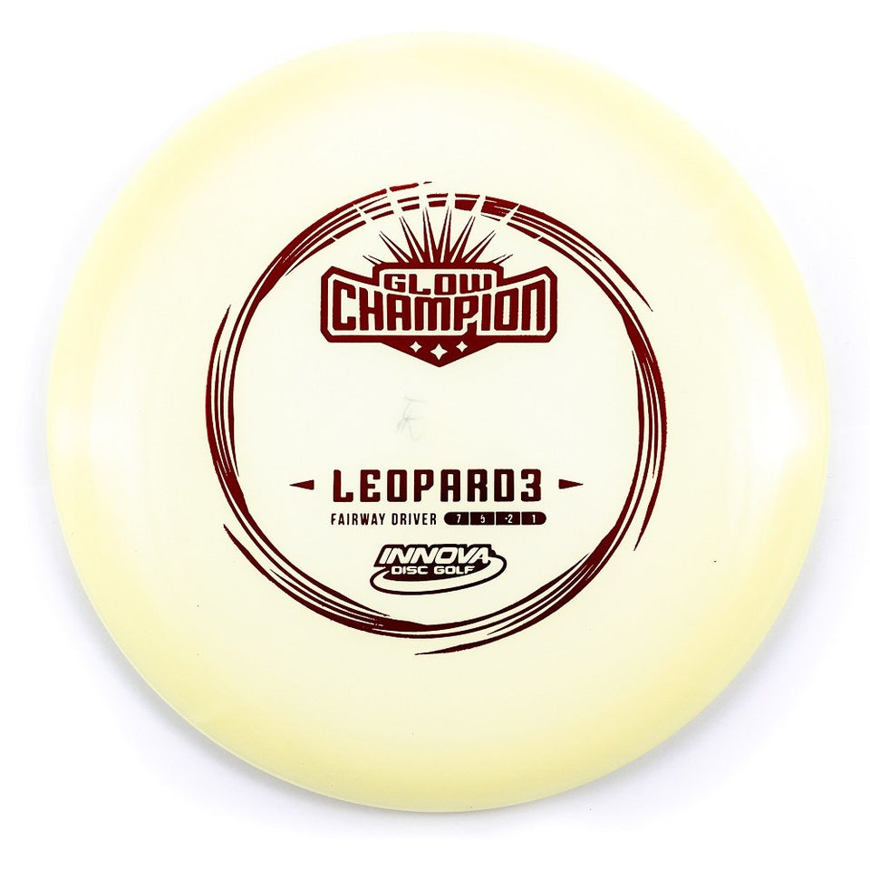 Innova Leopard3 Champion Glow fairway driver with high visibility for controlled throws