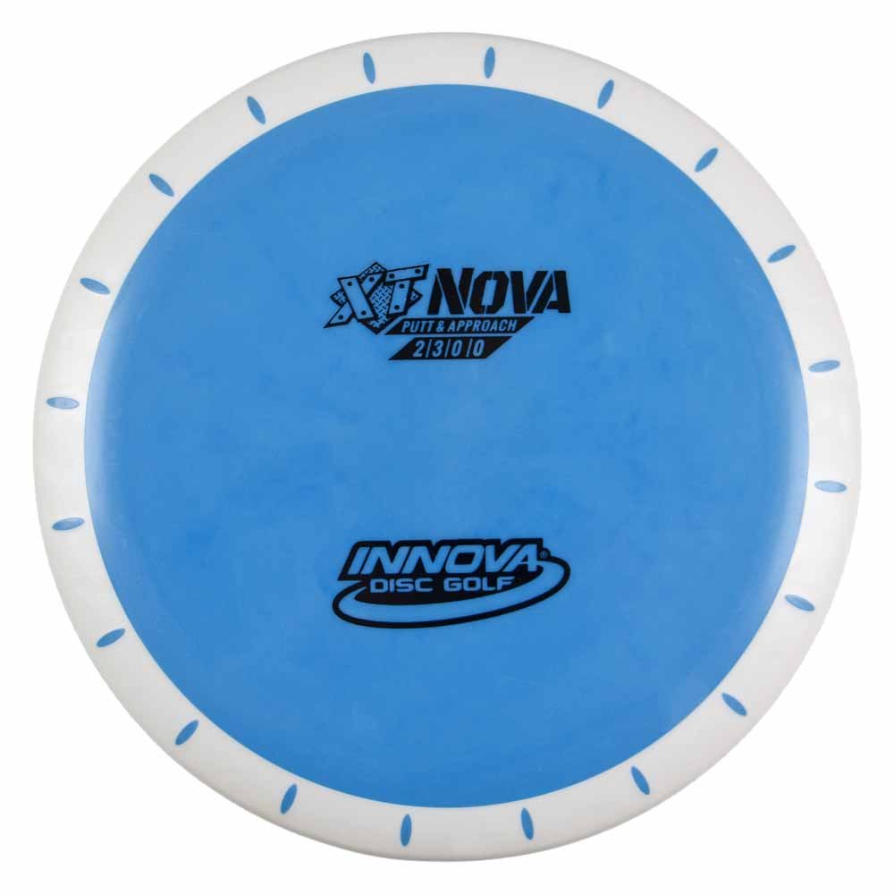 Innova Nova overmold putter shows straight flight for precise putting and basket-friendly landings.