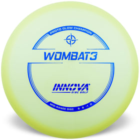 Innova Proto Glow Champion Wombat3 hand feel enhances grip for precise mid-range throws.