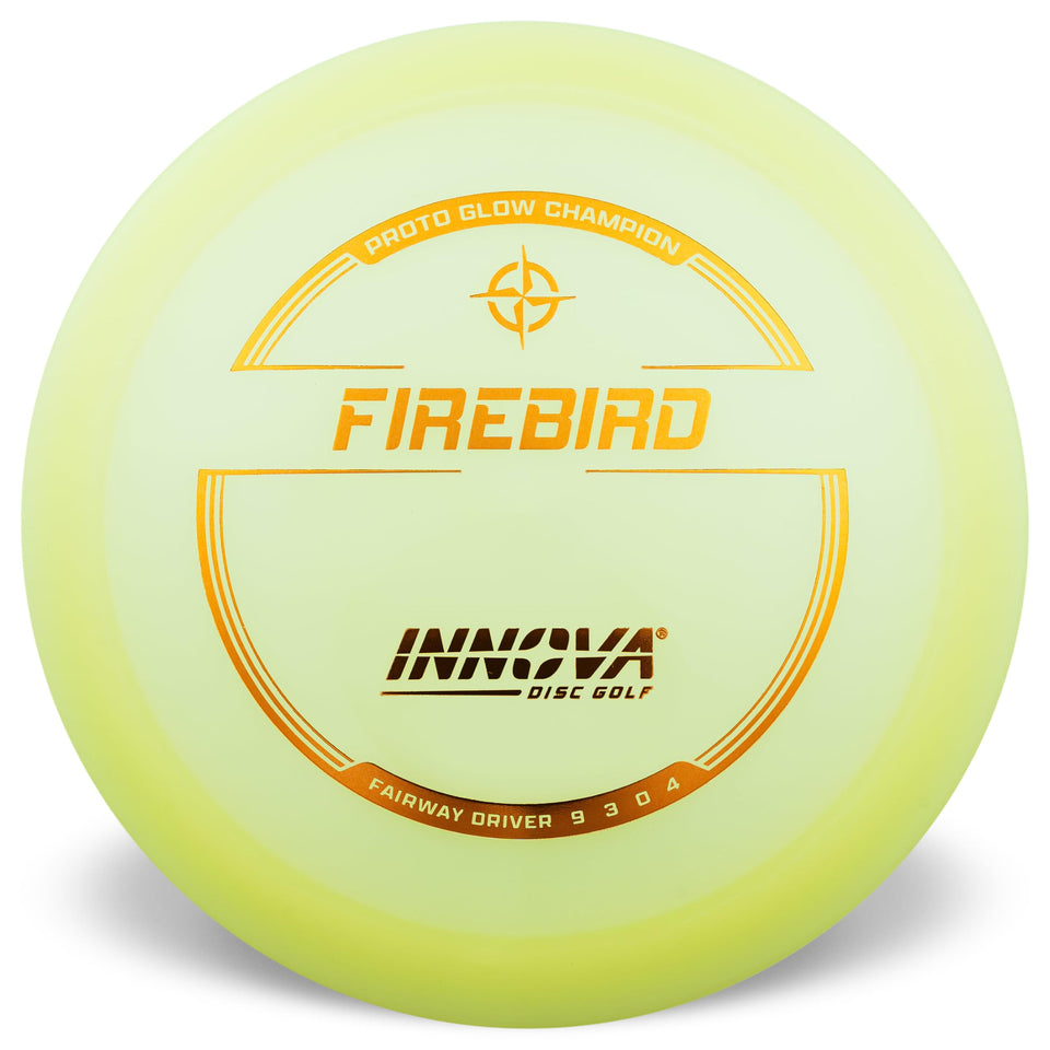 Innova Proto Glow Firebird glows in the dark for night golf practice