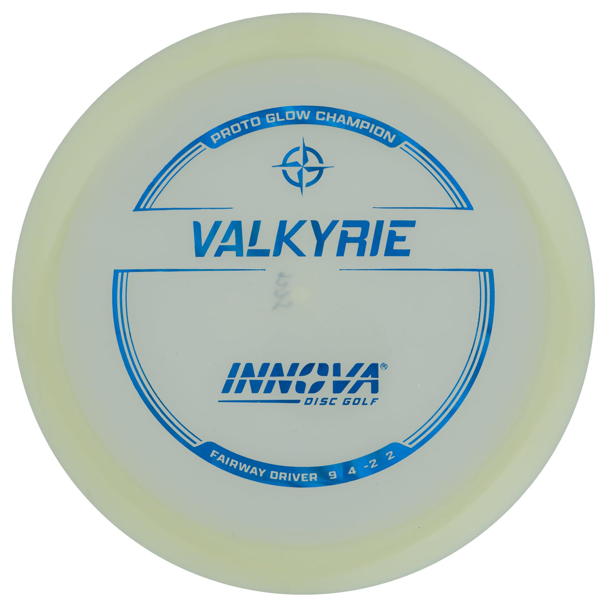 Innova Proto Glow Valkyrie in hand showing glow grip and style.