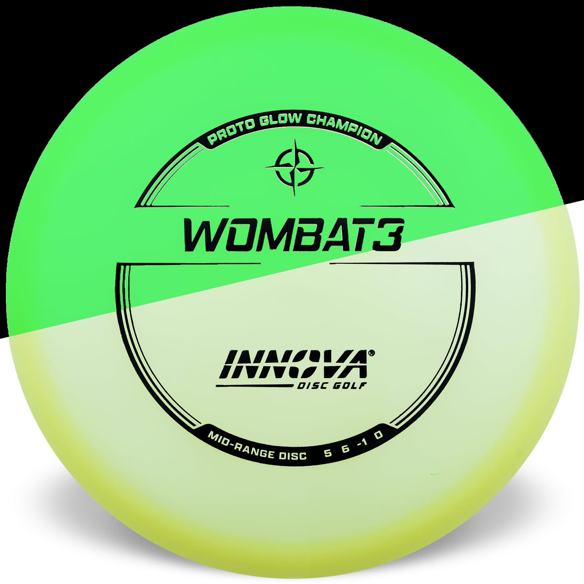 Innova Proto Glow Wombat3 glowing mid-range in dark, visibility with durable glow.