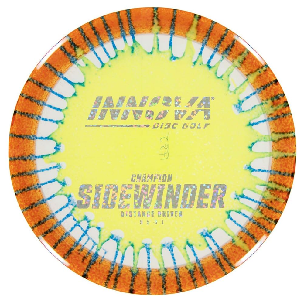 Innova Sidewinder dye-pattern roller shot highlights grip and flight precision.