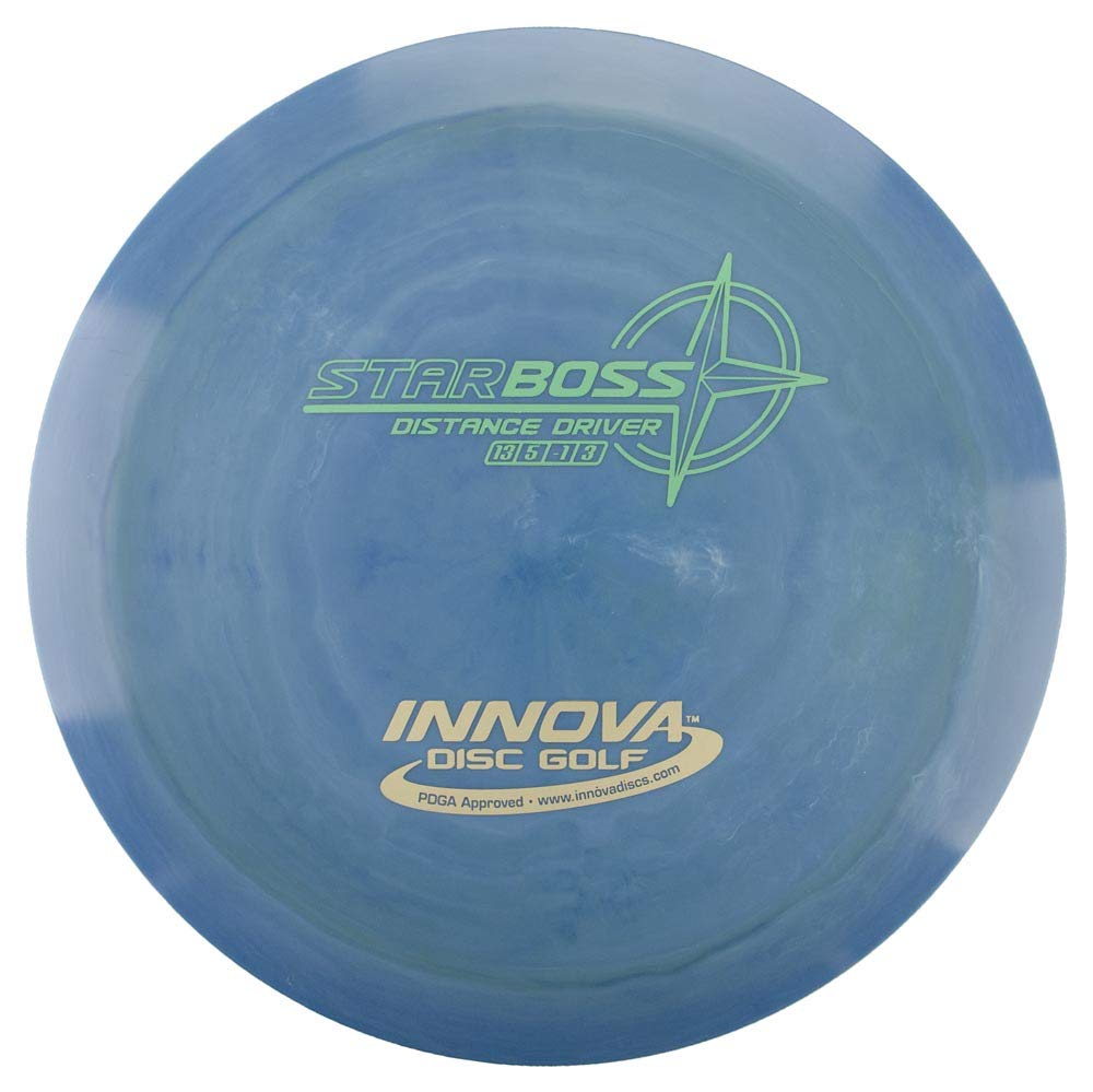 Innova Star Boss disc in flight, top-view, stable power throws.