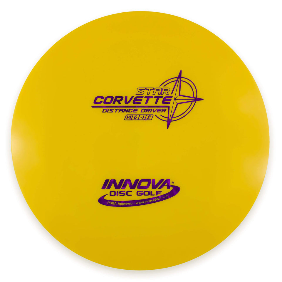 INNOVA Star Corvette distance driver showcases color variation with long glide for far throws.