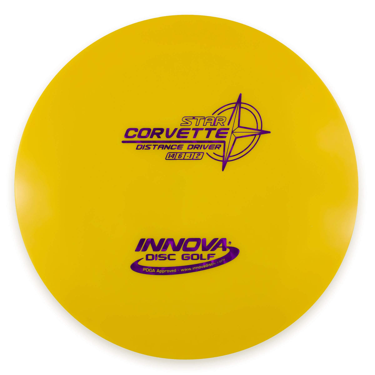 Innova Star Corvette distance driver in Star Plastic with long glide for distance throws.