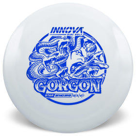 Innova Star Gorgon in hand highlights grip-friendly Star plastic for confident throws.