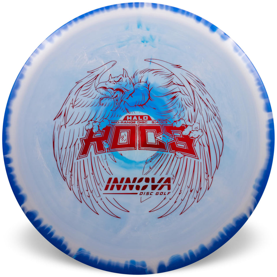Innova Star Halo Roc3 mid-range disc in flight, delivering stable lines in windy conditions.