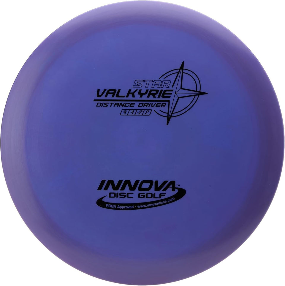Innova Star Valkyrie disc in flight, ideal for long-distance drives and turnover shots.