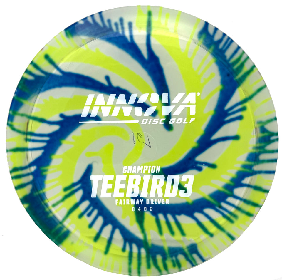 Innova Teebird3 I-Dye pattern highlighting translucent design for precise fairway shots.