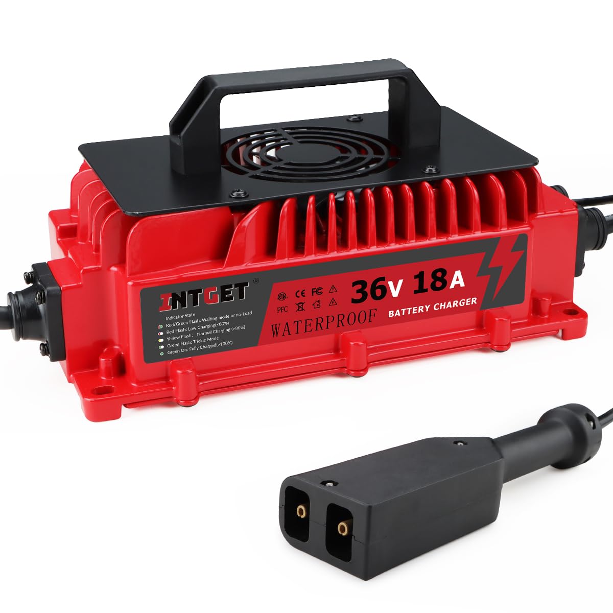 INTGET 36V golf cart charger with D-style plug for Ezgo TXT
