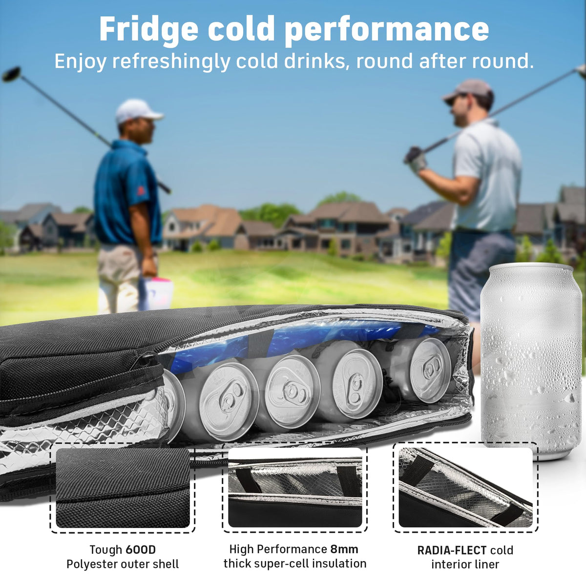 Discreet design blends with equipment on the course for subtle cooling.
