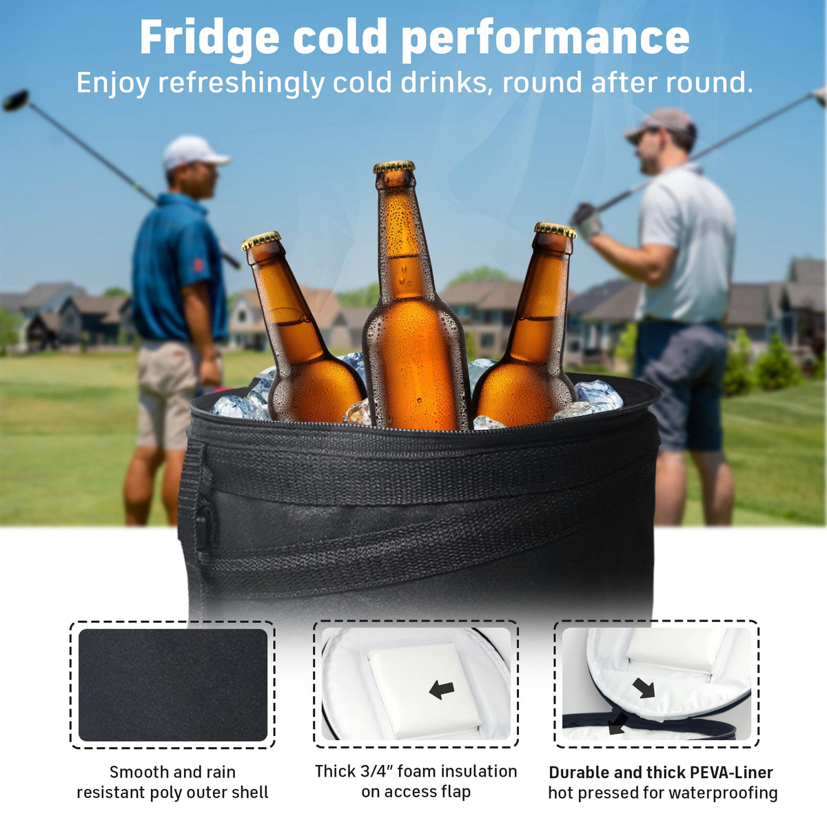 InTheZone golf cart cooler strap to fender enables versatile transport.