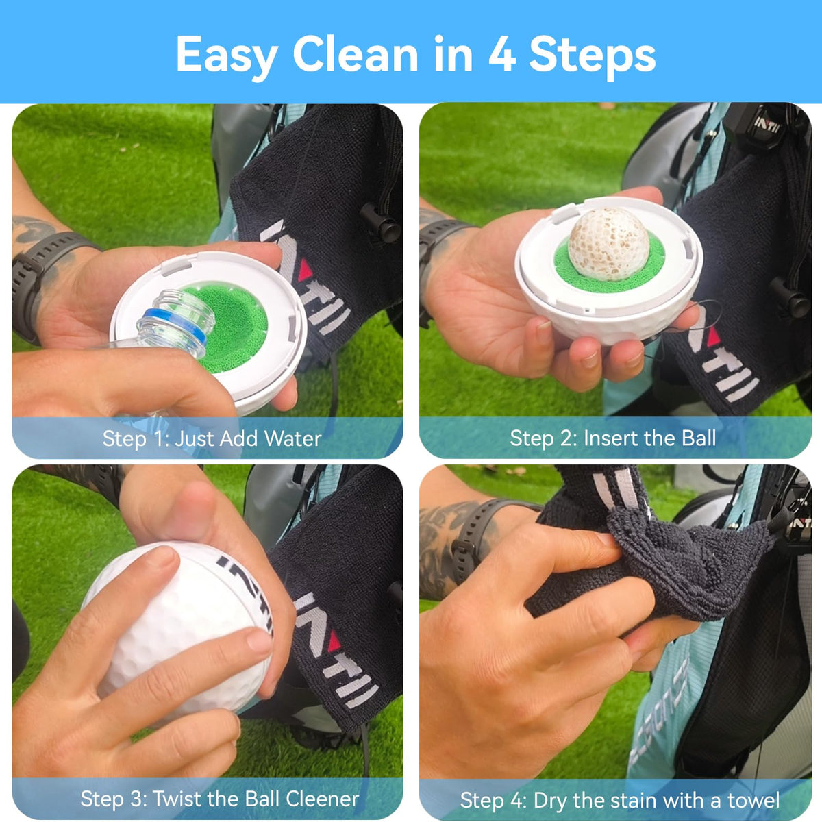 INTII white golf ball cleaner presented as a gift-ready option.