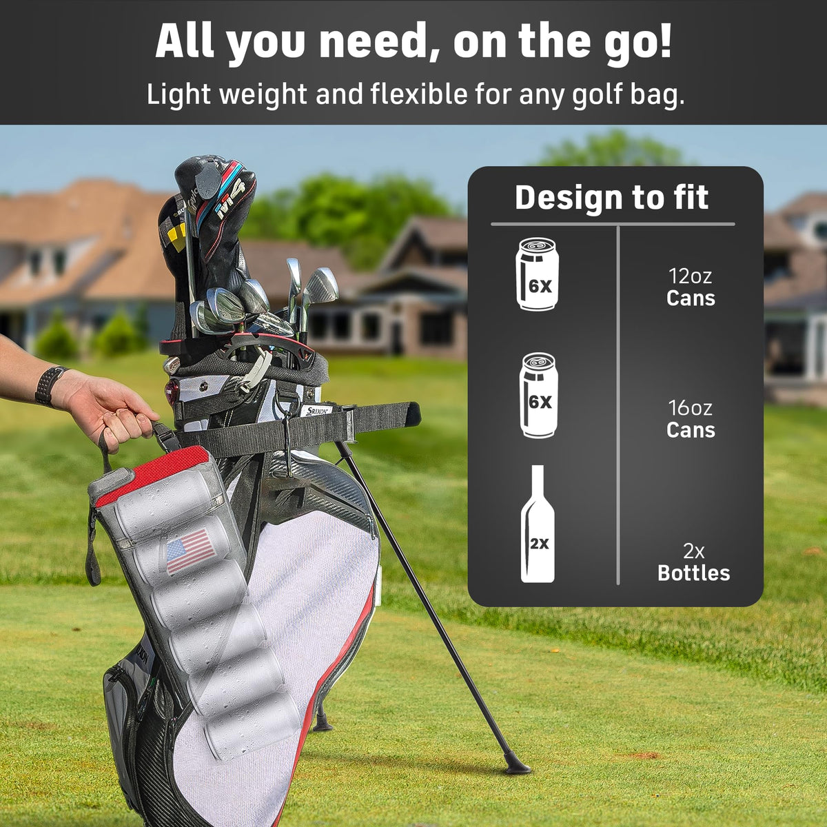 INTHEZONE Frostbox with ice pack maintains cold drinks for hours on the fairway.