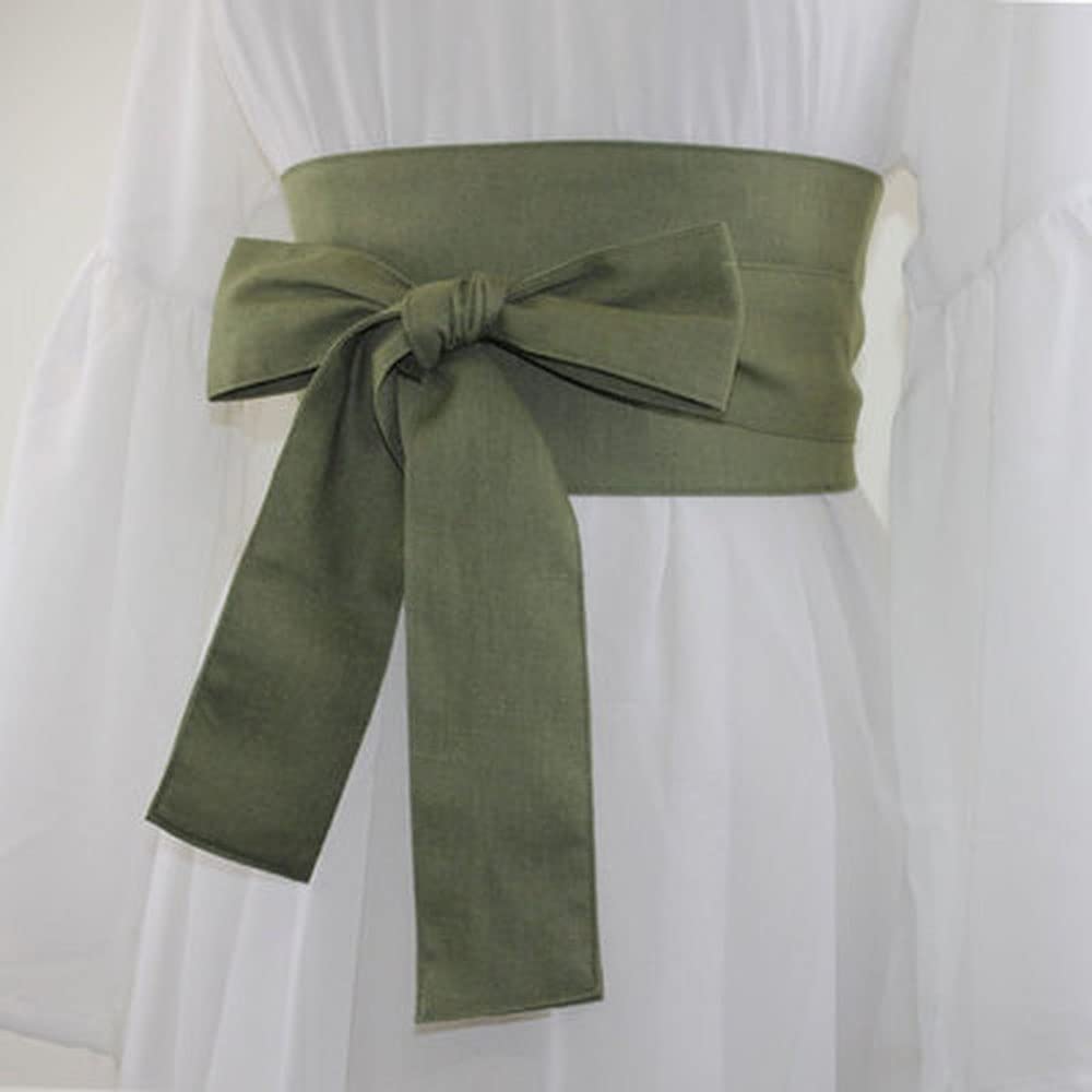 Inzegao armygreen kimono belt design emphasizes waist cinching and style.