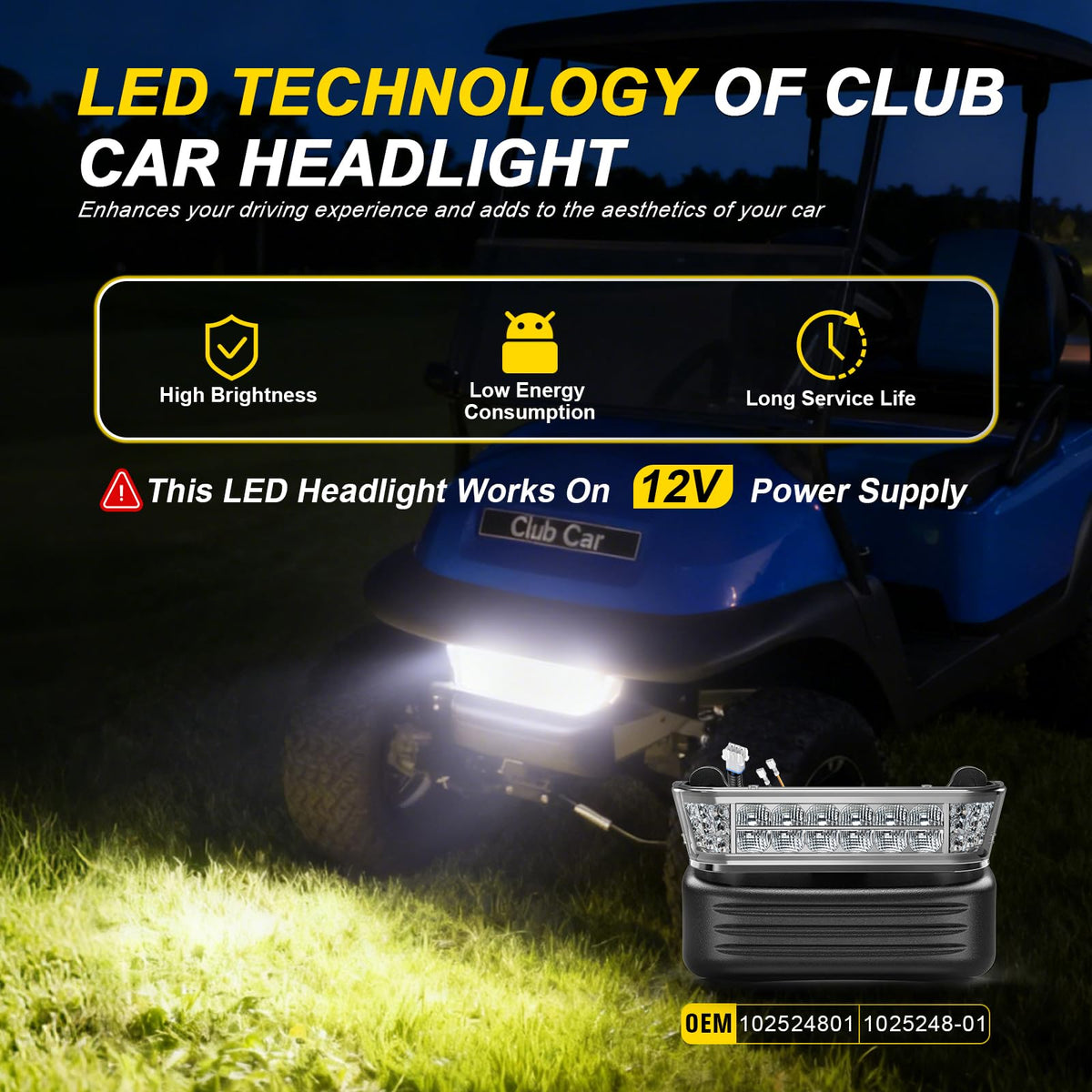 IOOBLBEI LED turn signal headlight close-up showcasing energy-efficient illumination.