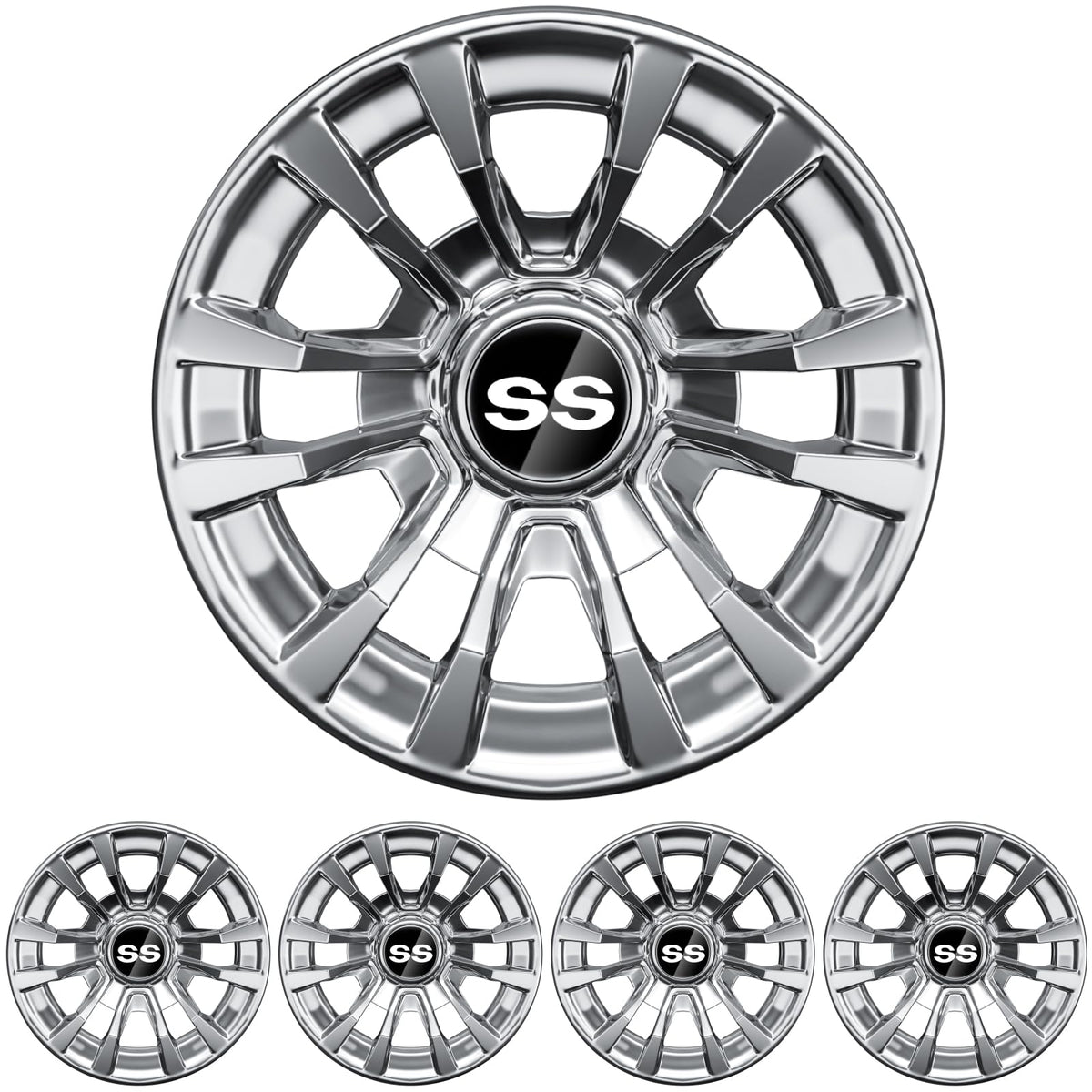 IOOBLBEI 8-inch hub caps with 6-spoke design fit EZGO Club Car Yamaha wheels.