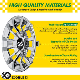 IOOBLBEI 4-pack hubcaps ensure a uniform look on all four wheels.