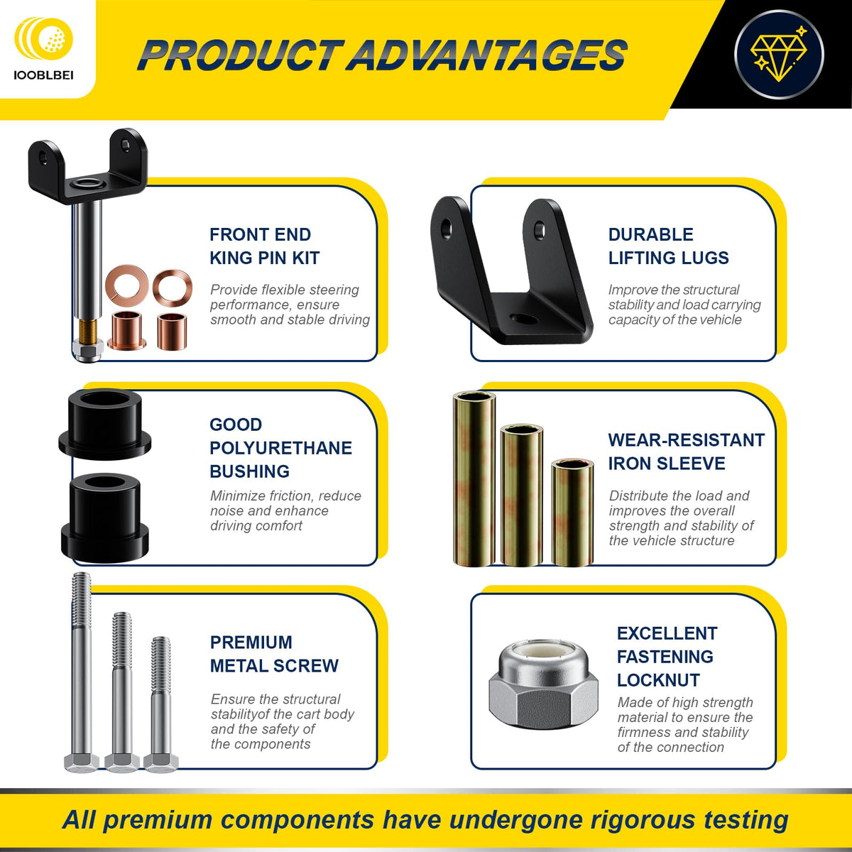 IOOBLBEI Club Car DS rear bushing kit enhances stability and noise reduction.